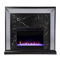 Trandling Mirrored Faux Marble Color Changing Fireplace