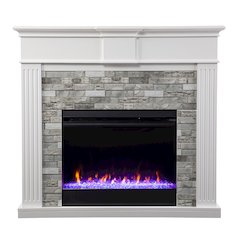 Bondale Color Changing Fireplace with Faux Stone Surround