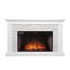 Ledgestone Electric Fireplace with Stacked Faux Stone