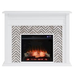 Hebbington Tiled Marble Electric Fireplace with Touch Screen