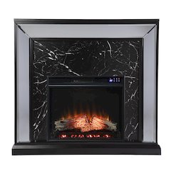 Trandling Mirrored Touch Screen Fireplace with Faux Marble