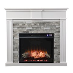 Bondale Touch Screen Electric Fireplace with Faux Stone Surround