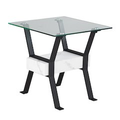 Darvette Glass-Top End Table in Black Color