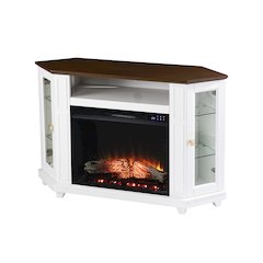 Dilvon Touch Screen Electric Media Fireplace Storage in White Color