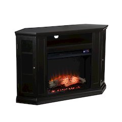 Claremont Electric Corner Touch Screen Fireplace Storage in Black Color