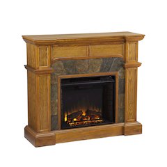 Cartwright Corner Convertible Electric Fireplace in Brown Color