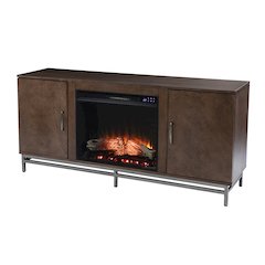 Dibbonly Touch Screen Electric Fireplace Media Storage in Brown Color