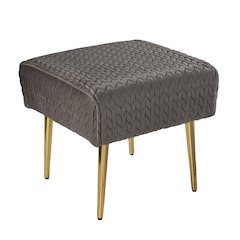 Medlana Woven Upholstered Ottoman in Grey Color