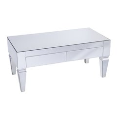 Darien Mirrored Coffee Table Storage in Silver Color