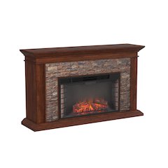 Canyon Heights Faux Stone Electric Fireplace in Brown Color