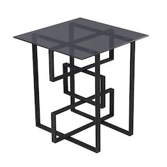 Clanlin Glass-Top Accent Table in Black Color