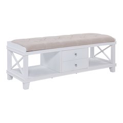 Wyndcliff White Upholstered Storage Bench in White Color