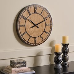 Palesa Wood & Iron Clock/Brown