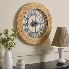 Mahdis Iron & Rattan Clock/Natural