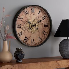 Edson World Map Gear Clock/Beige