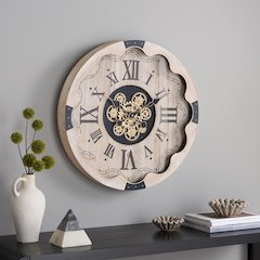 Winifred Roman Gear Wall Clock/Cream