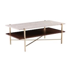Ardmillan Rectangular Cocktail Table Storage in Brass Color