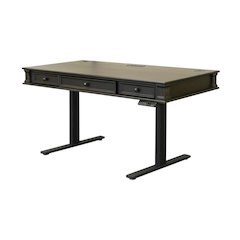 Wood Electronic Sit/Stand Desk with 3 Drawers, Adjustable Height, Dark Brown