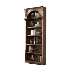 8-Foot Tall Wood Bookcase, 4 Adjustable, 1 Fixed Shelf, Beadboard Back, Brown