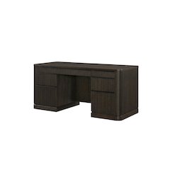 Tulane Double Pedestal Executive Desk, 5 Drawers, Wire Management, Brown