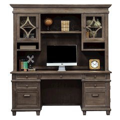 Carson Wood Hutch With Wood Doors, Gray