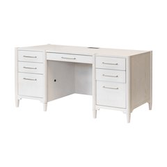 Modern Wood Desk, Office Storage, Writing Table, Fully Assembled, White