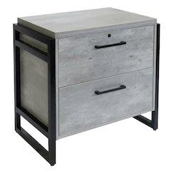 Lateral File Cabinet, Laminate, Two Drawers, Locking, Gray