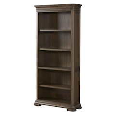Executive Open Bookcase, 3 Adjustable Shelves, Fixed Shelf, Brown