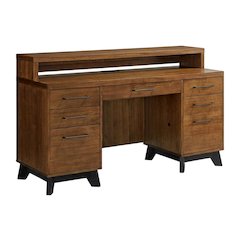 Medium Brown Wood Desk with Spacious Surface and Classic Design