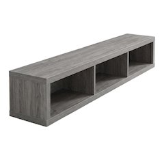 Floating TV Stand Wall Mounted Console, Gray Wood Entertainment Shelf