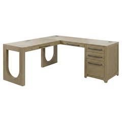 Brown L-Shaped Modern Desk – Corner Office Desk for Home or Work Use