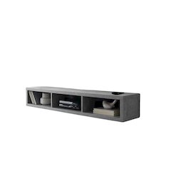 Floating TV Stand Wall Mounted Console, Gray Wood Entertainment Shelf