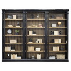 Toulouse Three 8' Tall Bookcase Wall With Ladder, Storage