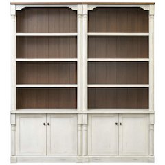 Durham Two Rustic 8' Wood Bookcases With Doors, White