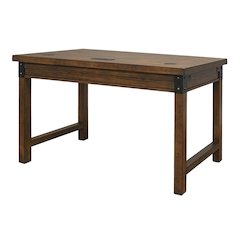 Rustic Walnut Color Farmhouse Desk, Long Wooden Table for Office Use