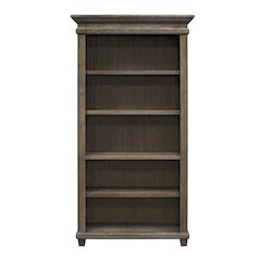 Wood Open Bookcase, 3 Adjustable Shelves, Fixed Shelf, Gray Finish
