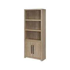 Wood Bookcase with Doors and Storage, Tall Bookshelf with Enclosed Shelves
