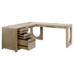 Brown L-Shaped Modern Desk – Corner Office Desk for Home or Work Use