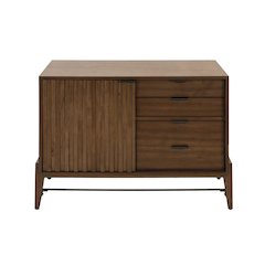 Small Console Table, File Drawer, 3 Drawers, Cabinet Storage, Brown