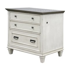White Wood File Cabinet with Lock, 3-Drawer Lateral Filing Cabinet