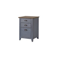 Three Drawer Wood File Cabinet, 1 Letter-Size File, 2 Utility, Blue