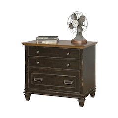 Brown Wood File Cabinet with Lock, 3-Drawer Lateral Filing Cabinet