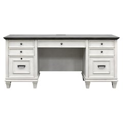 Wood Credenza, 4 Drawers, Printer Pullout, Power Center, White
