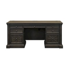 Traditional Credenza, 7 Drawers, 2 Locking Files, Power Center, Dark Brown