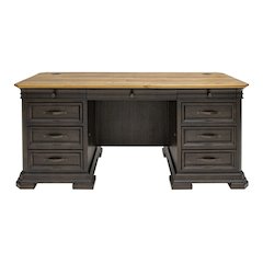 Double Pedestal Executive Desk, 7 Drawers, Locking File, Brown
