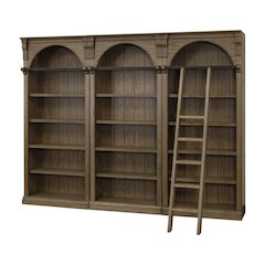 Tall Ladder Bookcase Wall Unit with Storage, Barrister Library Design