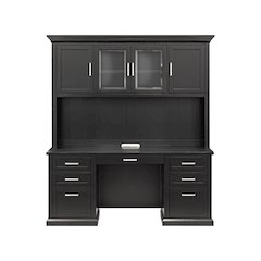 Modern Wood Hutch With Doors and Desk, Storage Hutch and Credenza