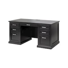 Modern Wood Desk, Office Writing Table, Credenza, Fully Assembled, Black