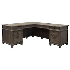 Carson Wood L-Desk & Return, Writing Table, Office Desk, Gray
