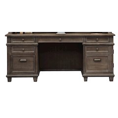 Carson Credenza, Wood Office Desk, Writing Table, Gray